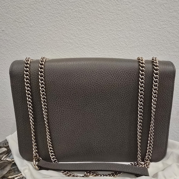 Gucci Interlocking GG Gray Leather Shoulder Bag - Picture 2 of 10